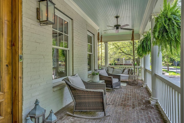 622 Stonewater Blvd, Franklin, TN 37064 - covered porch with ceiling fan and an outdoor living space