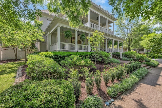622 Stonewater Blvd, Franklin, TN 37064 - view of front of home with ceiling fan, a porch, and a balcony