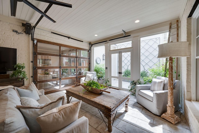 622 Stonewater Blvd, Franklin, TN 37064 - living area with french doors, recessed lighting, and wooden ceiling