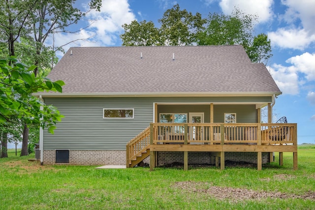 4345 S Garrett Rd, Springfield, TN 37172 - rear view of property with a deck, a yard, and a shingled roof