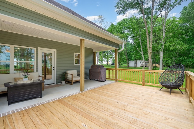 4345 S Garrett Rd, Springfield, TN 37172 - deck featuring a grill and view of wooded area