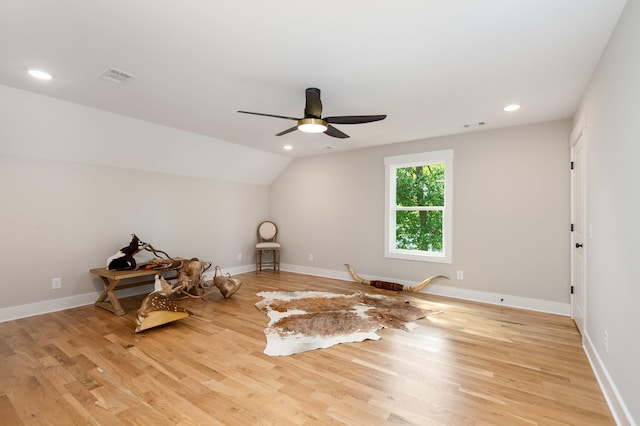 4345 S Garrett Rd, Springfield, TN 37172 - bonus room with light wood finished floors, a ceiling fan, vaulted ceiling, recessed lighting, and baseboards