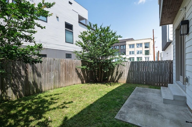 view of yard with a patio and entry steps