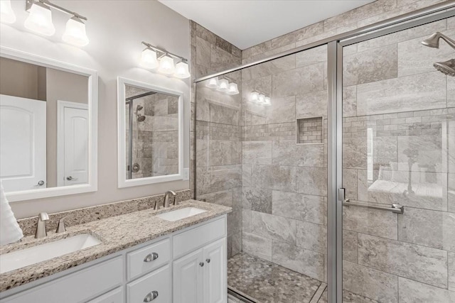 401 Hancock Ln, Tullahoma, TN 37388 - full bathroom featuring a shower stall and double vanity