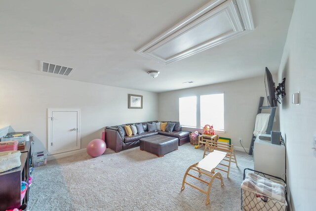 4022 Arrowleaf Ln, Antioch, TN 37013 - living room featuring attic access and carpet flooring