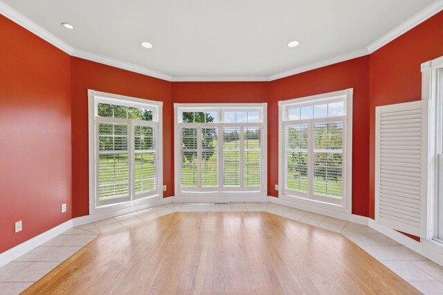 219 Dale Ln, Hilham, TN 38568 - empty room with ornamental molding, light tile patterned flooring, baseboards, and recessed lighting
