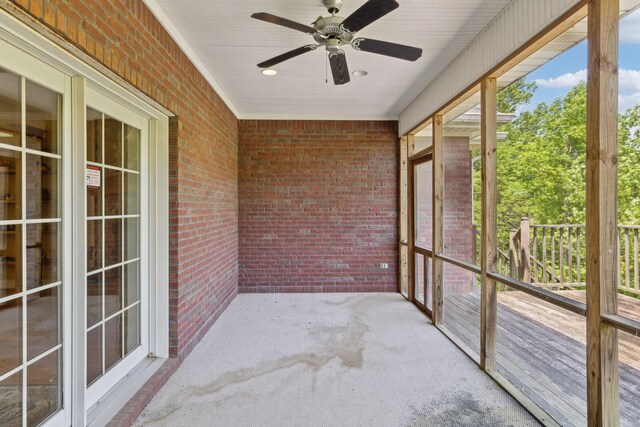 219 Dale Ln, Hilham, TN 38568 - unfurnished sunroom with a ceiling fan
