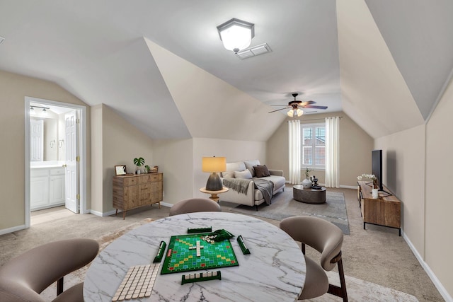 3319 Mershon Dr, Murfreesboro, TN 37128 - bedroom featuring light carpet, lofted ceiling, and baseboards