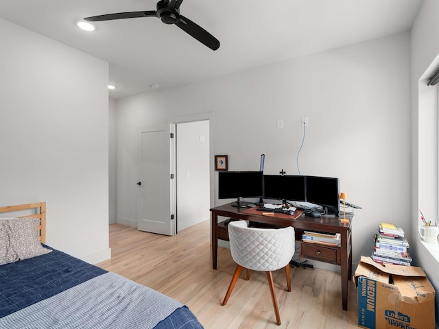 1319 Monetta Ave, Nashville, TN 37216 - bedroom featuring light wood-style floors, a desk, a ceiling fan, and recessed lighting