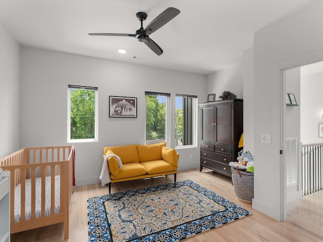 1319 Monetta Ave, Nashville, TN 37216 - bedroom with light wood-style flooring, baseboards, ceiling fan, and recessed lighting
