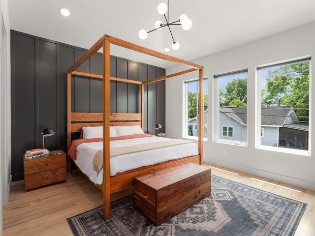 1319 Monetta Ave, Nashville, TN 37216 - bedroom with a chandelier, light wood finished floors, and recessed lighting