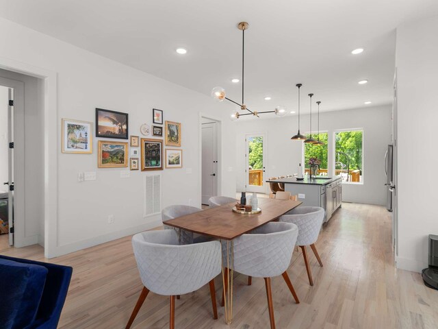 1319 Monetta Ave, Nashville, TN 37216 - dining room with light wood-style floors, recessed lighting, a chandelier, and baseboards