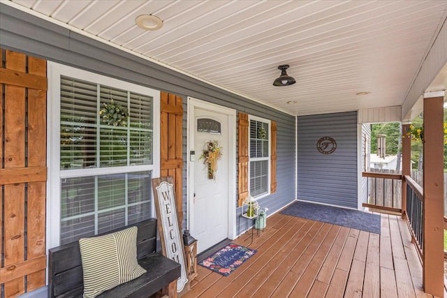 deck featuring covered porch
