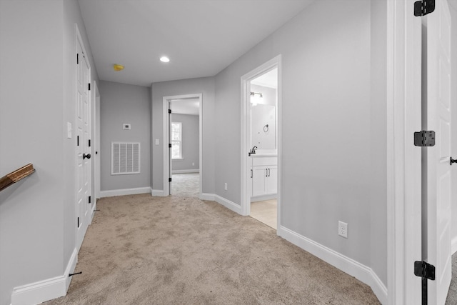 1860 Oakvale Dr, Chattanooga, TN 37421 - hallway featuring light carpet, baseboards, and recessed lighting