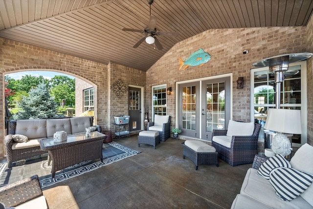 3015 Prince Dr, Clarksville, TN 37043 - view of patio / terrace featuring french doors, an outdoor living space, and a ceiling fan