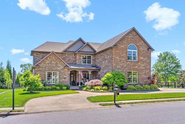 3015 Prince Dr, Clarksville, TN 37043 - view of front facade featuring brick siding, covered porch, and curved driveway