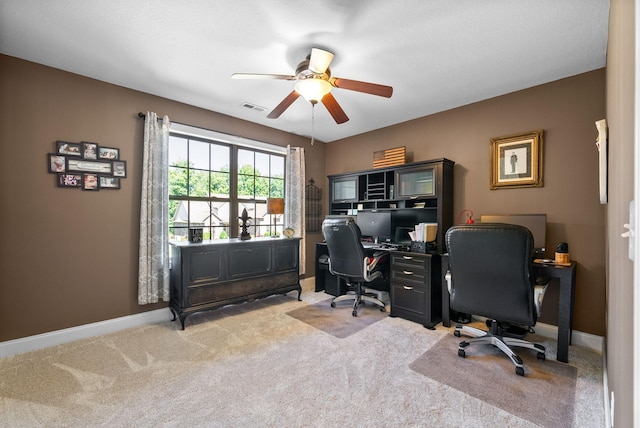 3015 Prince Dr, Clarksville, TN 37043 - carpeted office space featuring a ceiling fan and baseboards