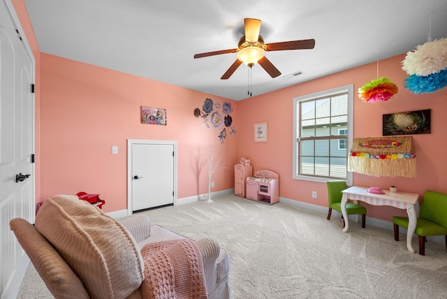 3015 Prince Dr, Clarksville, TN 37043 - playroom with carpet, ceiling fan, and baseboards