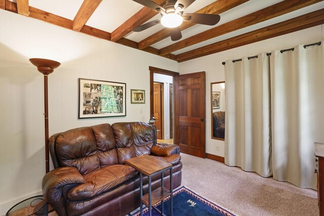 7261 Kingston Rd, Fairview, TN 37062 - carpeted living room featuring beam ceiling and ceiling fan