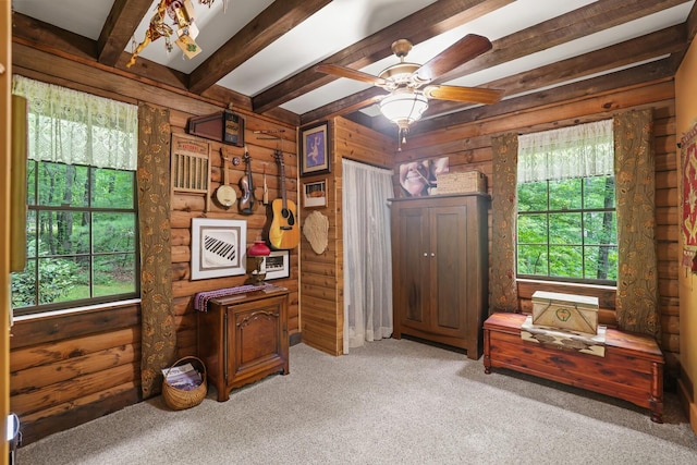 7261 Kingston Rd, Fairview, TN 37062 - bedroom with light carpet, beamed ceiling, and a ceiling fan