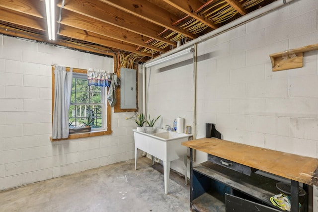 46 Seay Ln, Erin, TN 37061 - below grade area with electric panel and concrete block wall
