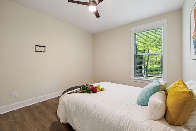 9015 Grayson Cir, Mount Juliet, TN 37122 - bedroom with multiple windows, dark wood-style floors, baseboards, and ceiling fan