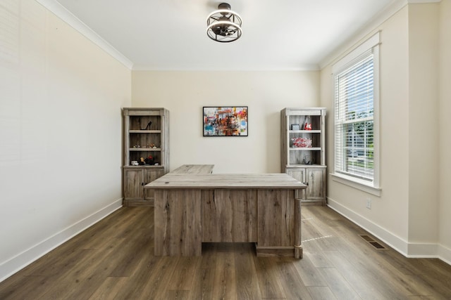 9015 Grayson Cir, Mount Juliet, TN 37122 - office space featuring dark wood-type flooring, baseboards, and crown molding