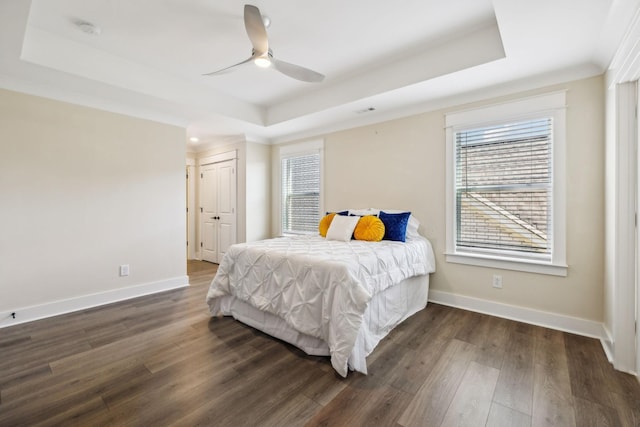 9015 Grayson Cir, Mount Juliet, TN 37122 - bedroom featuring a tray ceiling, multiple windows, and baseboards