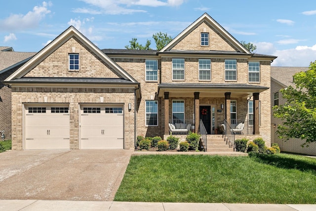 9015 Grayson Cir, Mount Juliet, TN 37122 - view of front of house featuring a porch, driveway, a front yard, and brick siding