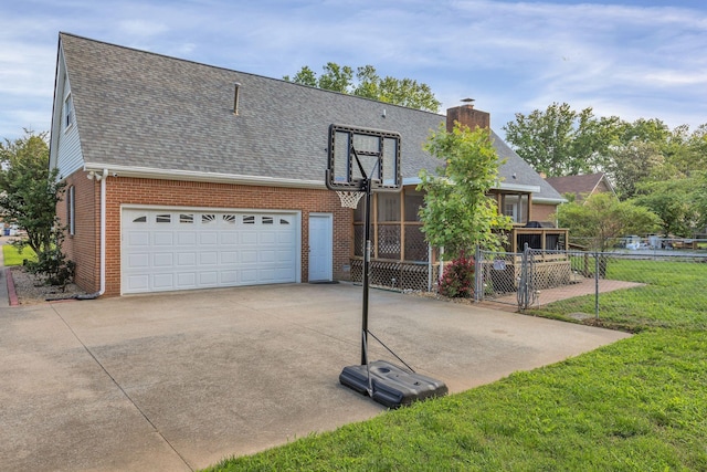 1186 Peebles Dr, Smyrna, TN 37167 - view of front facade featuring brick siding, roof with shingles, driveway, and a chimney