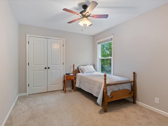 3904 Rowland Rd, Murfreesboro, TN 37128 - bedroom featuring light carpet, a closet, baseboards, and a ceiling fan