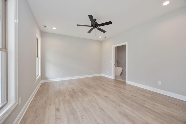 2050 Rylee Way, Greenbrier, TN 37073 - empty room with light wood finished floors, ceiling fan, recessed lighting, baseboards, and plenty of natural light