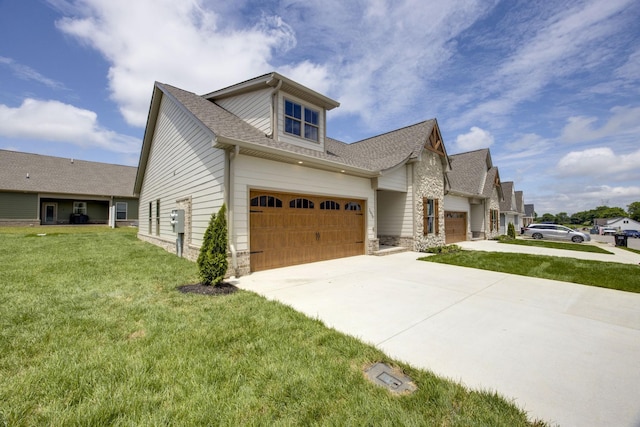 2050 Rylee Way, Greenbrier, TN 37073 - view of front facade featuring concrete driveway, a front lawn, stone siding, and roof with shingles
