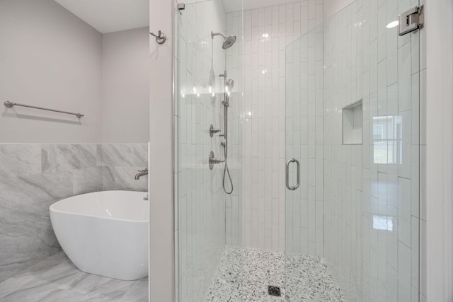 2050 Rylee Way, Greenbrier, TN 37073 - full bathroom with a stall shower, a freestanding bath, and tile walls
