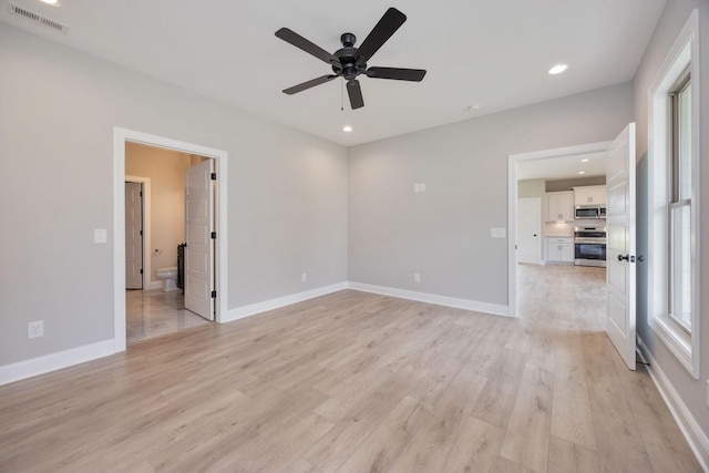 2050 Rylee Way, Greenbrier, TN 37073 - empty room featuring ceiling fan, light wood-style floors, baseboards, and recessed lighting