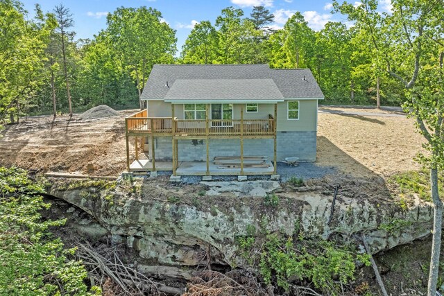 5706 Wilder Rd S, Grimsley, TN 38565 - rear view of property with a deck, a shingled roof, and a patio area