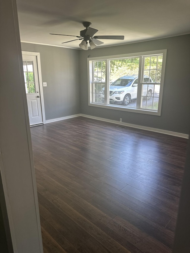 1207 Swanson Blvd, Fayetteville, TN 37334 - unfurnished room featuring plenty of natural light, dark wood-style flooring, baseboards, and a ceiling fan