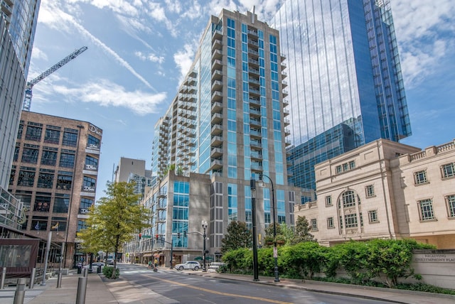 view of building exterior with a view of city