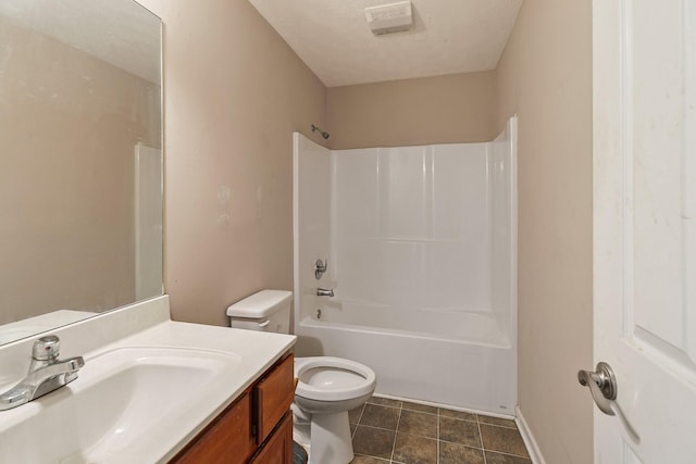 2405 Cason Ln, Lewisburg, TN 37091 - bathroom featuring toilet, vanity, shower / bathtub combination, and baseboards