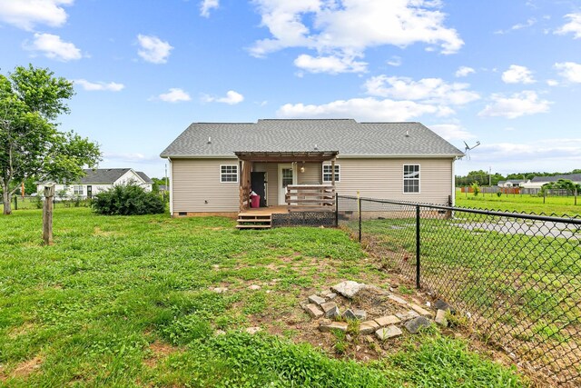 2405 Cason Ln, Lewisburg, TN 37091 - rear view of house with a deck, crawl space, and a pergola