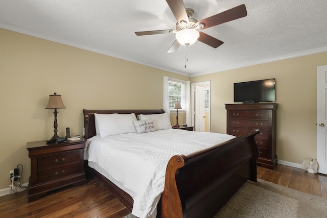 7111 Westview Blvd, Fairview, TN 37062 - bedroom featuring dark wood-type flooring, baseboards, crown molding, and ceiling fan