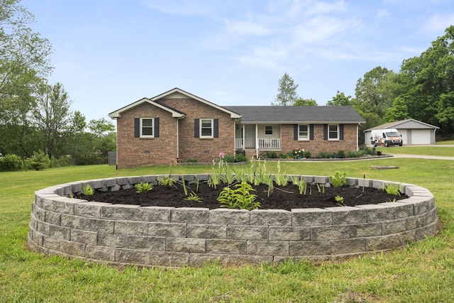 7111 Westview Blvd, Fairview, TN 37062 - single story home with brick siding, a front yard, covered porch, and a garage