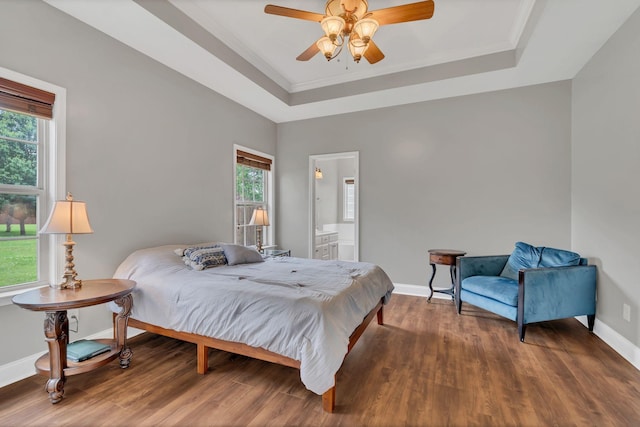 580 Laurel Ln, Murfreesboro, TN 37127 - bedroom with a raised ceiling, wood finished floors, baseboards, and ornamental molding