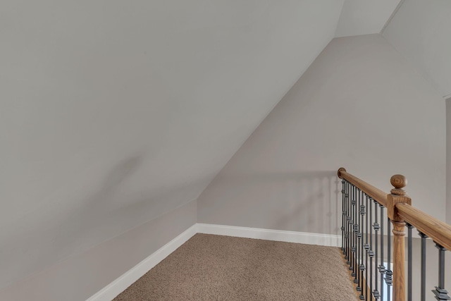 580 Laurel Ln, Murfreesboro, TN 37127 - staircase with lofted ceiling, carpet floors, and baseboards