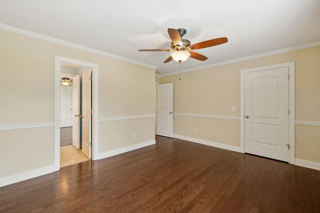 1769 Mayflower Dr, Columbia, TN 38401 - empty room featuring a ceiling fan, wood finished floors, baseboards, and ornamental molding