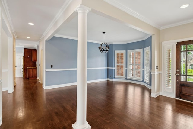 1769 Mayflower Dr, Columbia, TN 38401 - entryway featuring wood finished floors, baseboards, a chandelier, recessed lighting, and crown molding