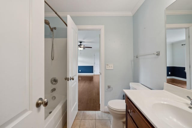 1769 Mayflower Dr, Columbia, TN 38401 - full bath with toilet, vanity, crown molding, a ceiling fan, and shower / bath combination