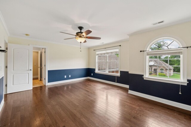 1769 Mayflower Dr, Columbia, TN 38401 - unfurnished living room with wood-type flooring, healthy amount of natural light, a ceiling fan, baseboards, and ornamental molding