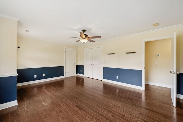 1769 Mayflower Dr, Columbia, TN 38401 - unfurnished room featuring ceiling fan, wood finished floors, baseboards, crown molding, and a smoke detector