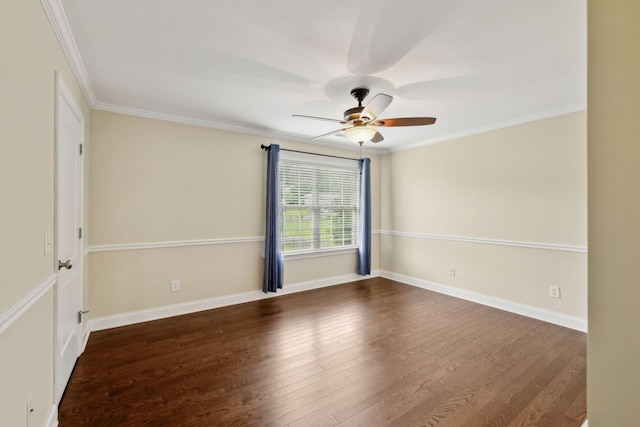 1769 Mayflower Dr, Columbia, TN 38401 - unfurnished room with ceiling fan, ornamental molding, dark wood-type flooring, and baseboards